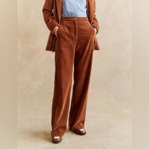 NWT Sézane Martin Brown Corduroy Trousers 42 10